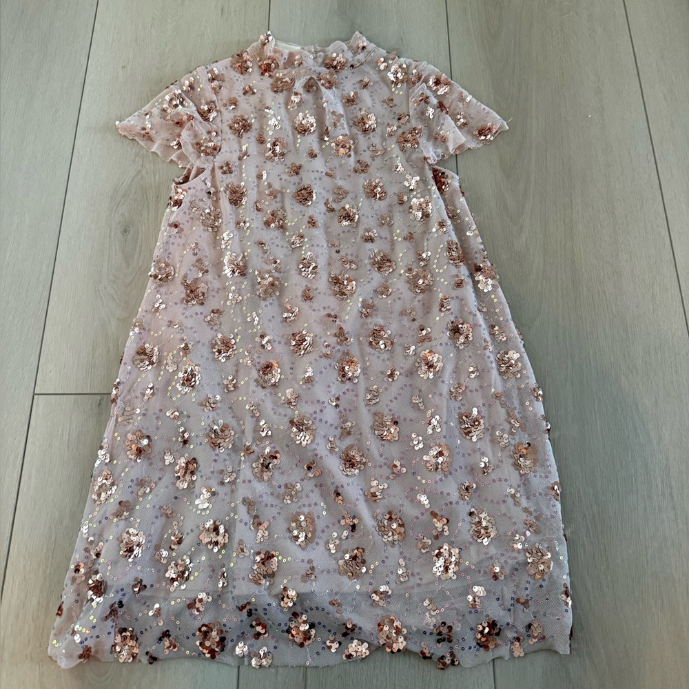 Girls' Joyfolie Rose Gold Sequin Mesh Party Dress